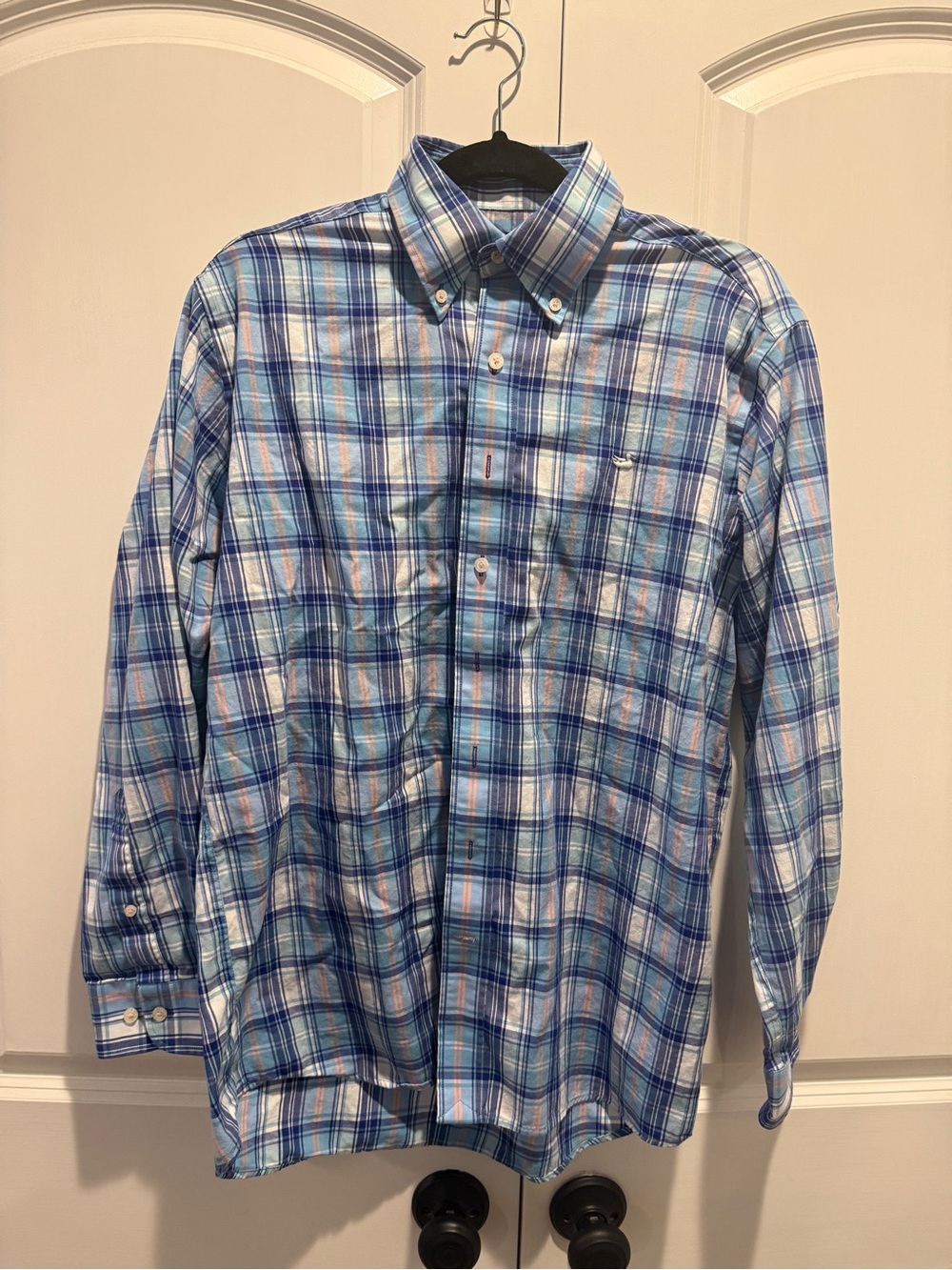 Southern Marsh Blue Plaid Button-Down Shirt- Medium
